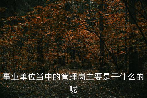 事業單位當中的管理崗主要是干什么的呢