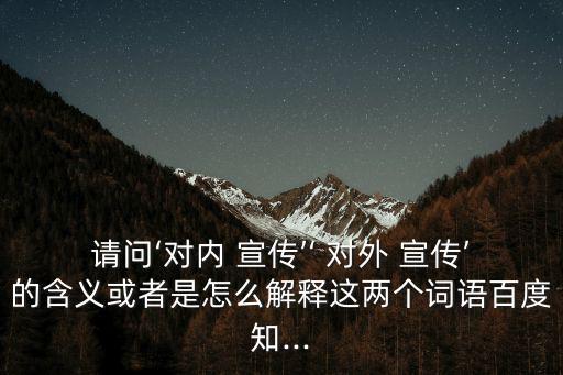 請問‘對內 宣傳’‘ 對外 宣傳’的含義或者是怎么解釋這兩個詞語百度知...