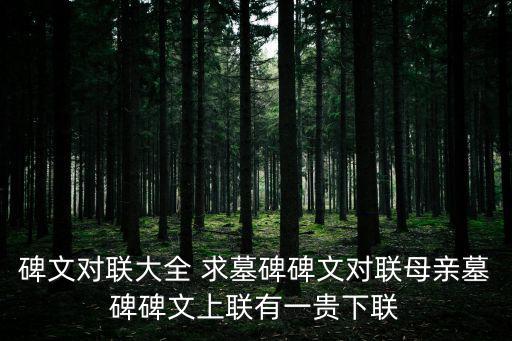 碑文對聯大全 求墓碑碑文對聯母親墓碑碑文上聯有一貴下聯