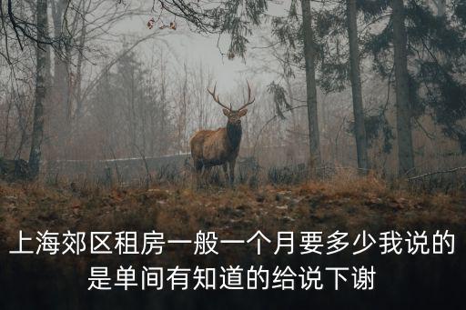上海郊區租房一般一個月要多少我說的是單間有知道的給說下謝