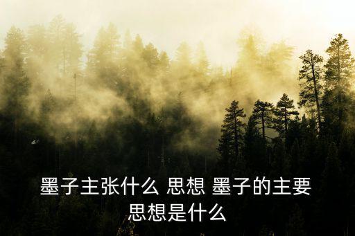  墨子主張什么 思想 墨子的主要 思想是什么