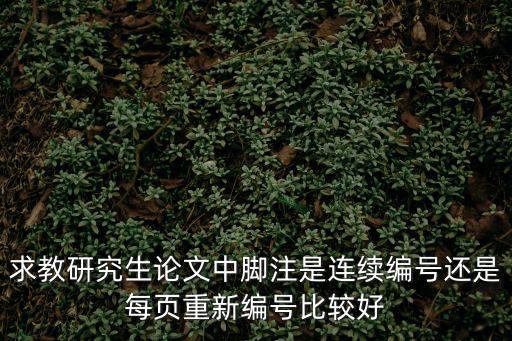 求教研究生論文中腳注是連續(xù)編號還是每頁重新編號比較好