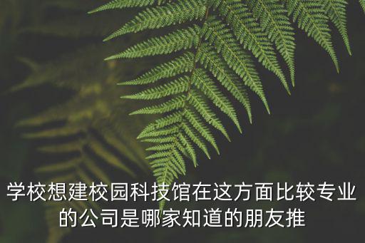學校想建校園科技館在這方面比較專業的公司是哪家知道的朋友推