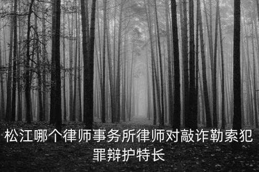 松江哪個律師事務(wù)所律師對敲詐勒索犯罪辯護特長