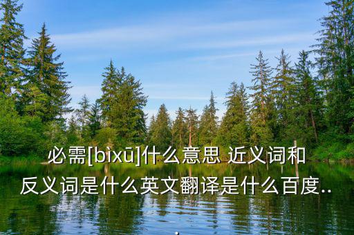 必需[bìxū]什么意思 近義詞和反義詞是什么英文翻譯是什么百度...