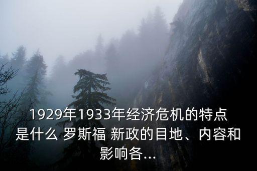 1929年1933年經濟危機的特點是什么 羅斯福 新政的目地、內容和影響各...