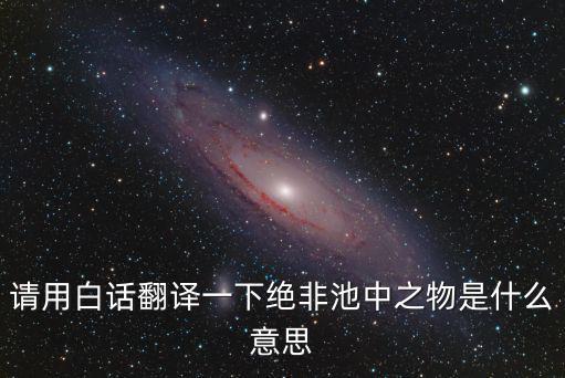 請用白話翻譯一下絕非池中之物是什么意思