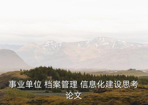 事業(yè)單位 檔案管理 信息化建設(shè)思考論文
