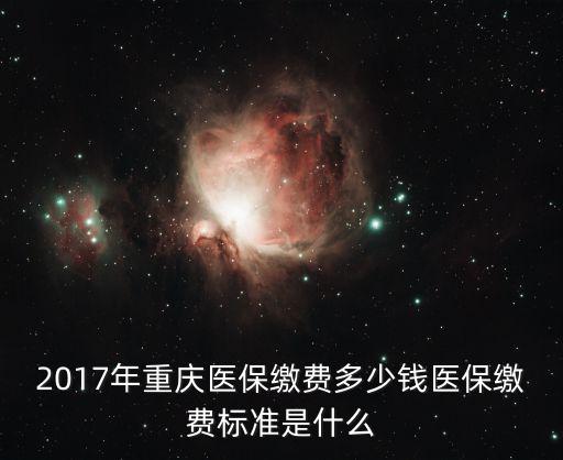 2017年重慶醫保繳費多少錢醫保繳費標準是什么