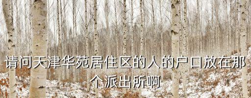 請問天津華苑居住區的人的戶口放在那個派出所啊