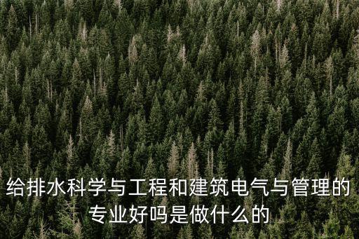 給排水科學與工程和建筑電氣與管理的專業好嗎是做什么的