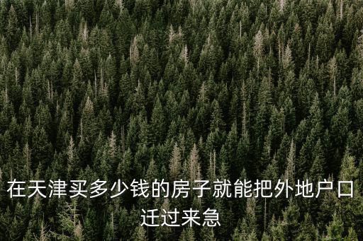 在天津買多少錢的房子就能把外地戶口遷過來急