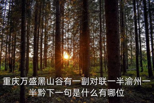 重慶萬盛黑山谷有一副對聯一半渝州一半黔下一句是什么有哪位