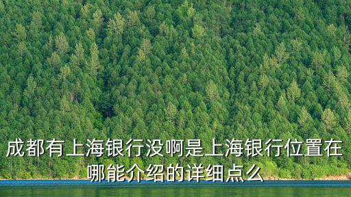 成都有上海銀行沒啊是上海銀行位置在哪能介紹的詳細點么