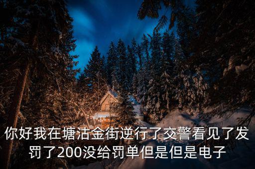 你好我在塘沽金街逆行了交警看見了發罰了200沒給罰單但是但是電子