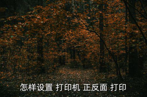 正反面打印,打印如何設置機器正反面打印