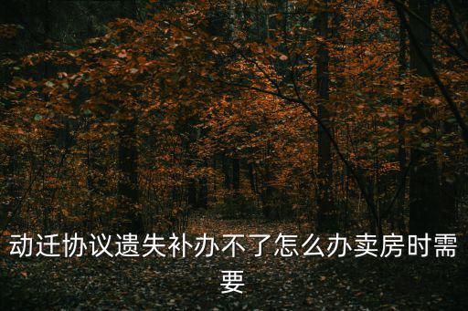 動遷協議遺失補辦不了怎么辦賣房時需要