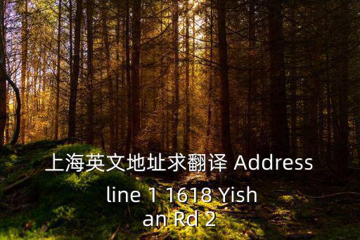上海英文地址求翻譯 Address line 1 1618 Yishan Rd 2