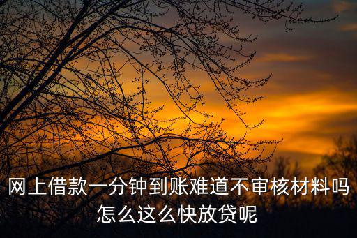網上借款一分鐘到賬難道不審核材料嗎怎么這么快放貸呢