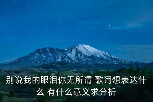 別說我的眼淚你無所謂 歌詞想表達什么 有什么意義求分析