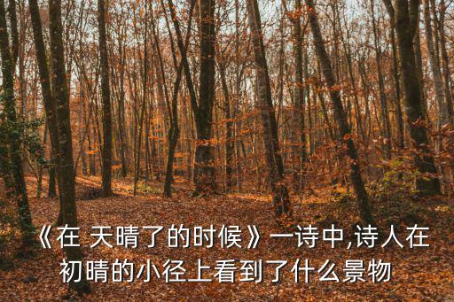 在天晴了的時候,《時候到了天晴》第一集