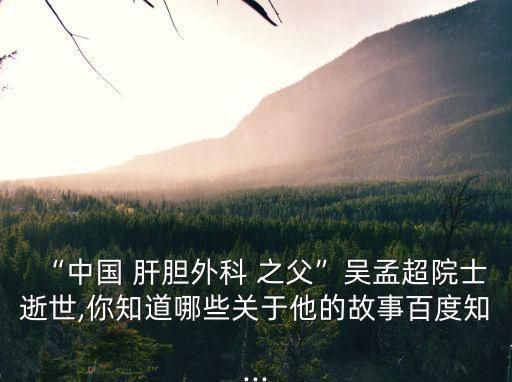 肝膽之父,94歲仍堅持做手術中國癌癥治療工作卓有成效
