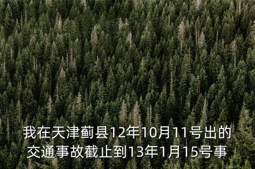 我在天津薊縣12年10月11號出的交通事故截止到13年1月15號事