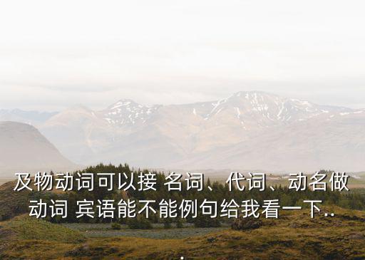 及物動詞可以接 名詞、代詞、動名做動詞 賓語能不能例句給我看一下...