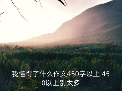 我懂得了什么作文450字以上 450以上別太多