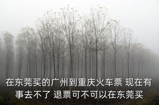 重慶市東莞食品功效成分檢測(cè)，在東莞買的廣州到重慶火車票 現(xiàn)在有事去不了 退票可不可以在東莞買