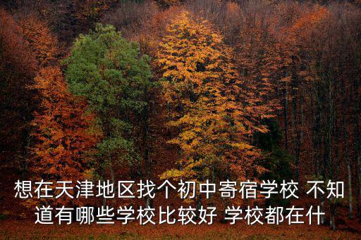 想在天津地區找個初中寄宿學校 不知道有哪些學校比較好 學校都在什