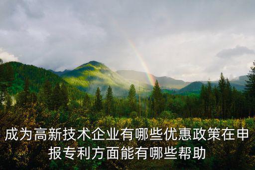 成為高新技術(shù)企業(yè)有哪些優(yōu)惠政策在申報專利方面能有哪些幫助