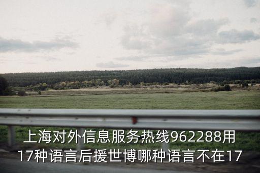 上海對(duì)外信息服務(wù)熱線962288用17種語(yǔ)言后援世博哪種語(yǔ)言不在17