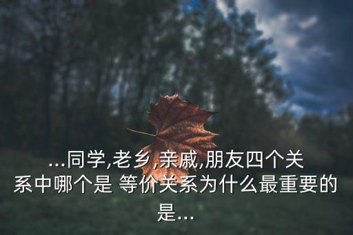 ...同學,老鄉,親戚,朋友四個關系中哪個是 等價關系為什么最重要的是...