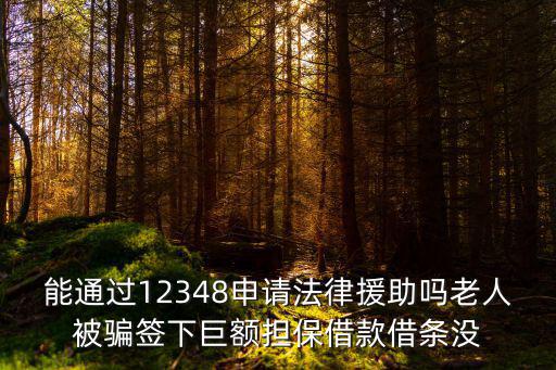 能通過12348申請法律援助嗎老人被騙簽下巨額擔保借款借條沒
