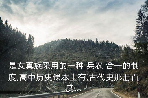 是女真族采用的一種 兵農 合一的制度,高中歷史課本上有,古代史那冊百度...