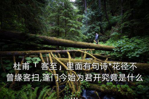  杜甫「 客至」里面有句詩*花徑不曾緣客掃,蓬門今始為君開究竟是什么...