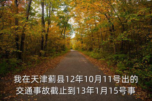 天津市薊州交通事故理賠律師，我在天津薊縣12年10月11號出的交通事故截止到13年1月15號事