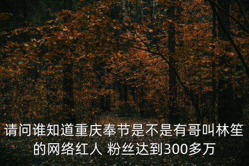 請問誰知道重慶奉節是不是有哥叫林笙的網絡紅人 粉絲達到300多萬