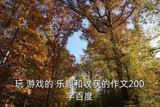 玩 游戲的 樂趣和收獲的作文200字百度