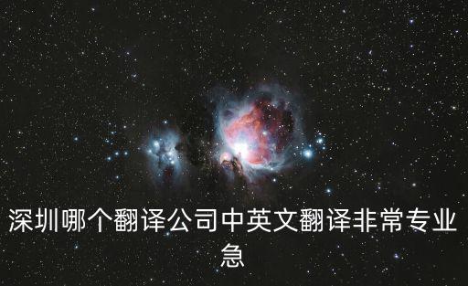 深圳哪個(gè)翻譯公司中英文翻譯非常專業(yè)急
