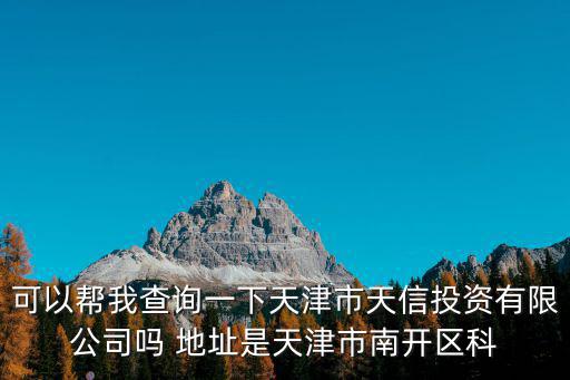 可以幫我查詢一下天津市天信投資有限公司嗎 地址是天津市南開區科