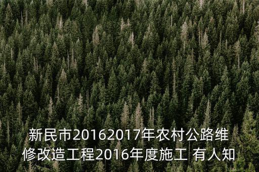 新民市20162017年農(nóng)村公路維修改造工程2016年度施工 有人知
