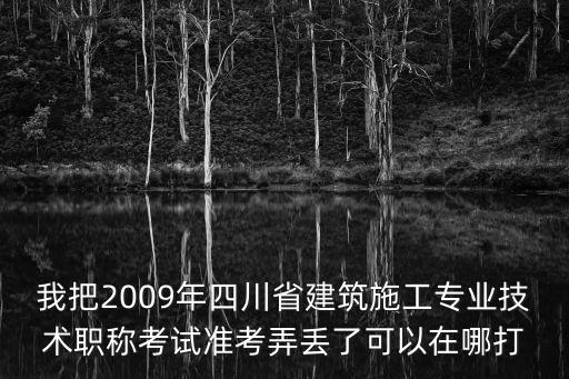 成都市建筑職稱文件通知網站，我把2009年四川省建筑施工專業技術職稱考試準考弄丟了可以在哪打