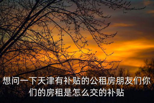 想問一下天津有補(bǔ)貼的公租房朋友們你們的房租是怎么交的補(bǔ)貼