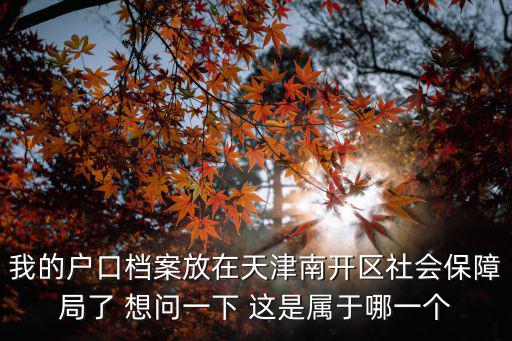 我的戶口檔案放在天津南開區社會保障局了 想問一下 這是屬于哪一個