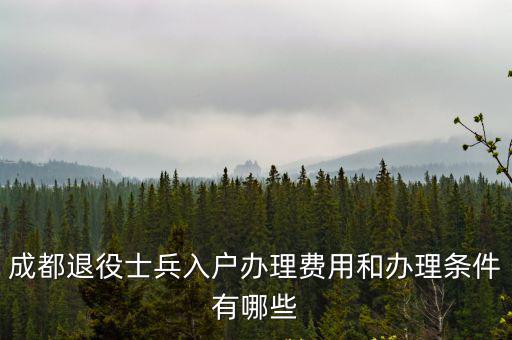 成都退役士兵入戶辦理費用和辦理條件有哪些