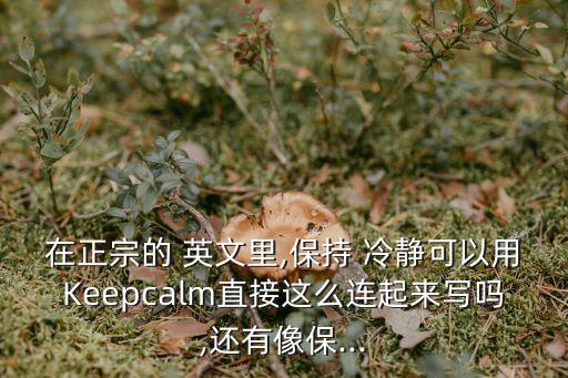 保持冷靜英文,第二集:保持冷靜!