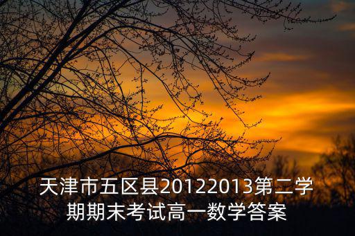 天津市五區縣20122013第二學期期末考試高一數學答案