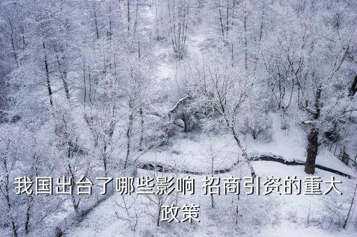 我國出臺了哪些影響 招商引資的重大 政策